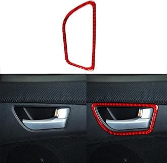 Car Rear Door Handle Premium Real Carbon Fiber Sticker Decal Compatible with Hyundai Veloster 2012 2013 2014 2015 2016 2017 Red Accessories