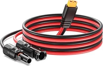 Bateria Power Solar to XT60 Charge Extension Cable 12AWG 3.3Ft Solar Connector to XT60 Adapter Cable for Solar Panel to LiFePO4 Battery RV Portable Power Station Solar Generator