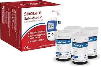 Sinocare Safe-Accu2 Blood Sugar Test Strips ×100, No Lancing Devices, Only Applicable to Safe-Accu2 Blood Sugar Monitor, No Code