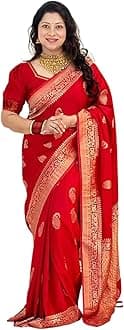 SGF11Women's Trendy Kanjivaram Soft Lichi Silk Saree With Blouse Piece