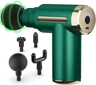 Massage Gun Deep Tissue for Pain Relief with 4 Massage Heads & 6 Speeds, Electric Mini Handheld Body Massager for Any Pain Relief, Best Gifts for Men and Mom