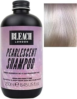 Pearlescent Toning Shampoo, Iridescent Purple Colour Depositing Formula for Blonde Hair, Removes Brassy Yellow Tones, Helps Build or Maintain Pearly Purple Colour Paraben Free 250ml