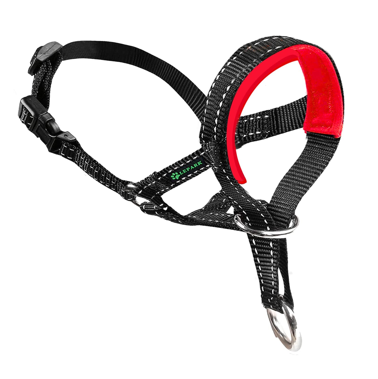 Dog Head Halter with Reflective Safety Strap Stop Dog's Pulling, Dog Head Collar for Small Medium Large Dogs(M,Red)