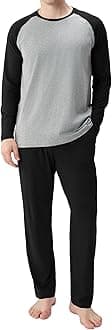 DAVID ARCHY Mens Pajama Set Long Sleeve PJs, Soft Lightweight Sleepwear with Pockets, Comfortable Loungewear for Sleeping
