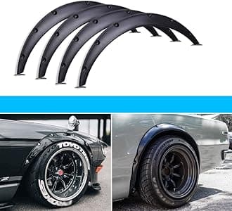 DREAMIZER 80cm Fender Flares Universal for Cars - Wide Body Kit 35mm Flexible Black Widebody Kit Off-road Durable Wheel Arch Protector for Car SUV