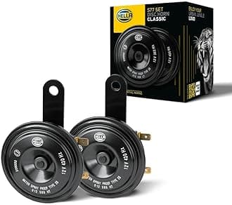 HELLA 3AM 012 588-151 Signal Horn - HELLA ESSENTIAL HORN S77 SET - 12V - 110dB(A) - Frequency Range: 360/430Hz - Low Tone/High Tone - Electric - ECE - Housing Colour: Black - Quantity: 2