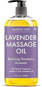 Majestic Pure Lavender Massage Oil 236 ml - Hydrating, Calming & Rejuvenating Body Massage Oil, Made with Natural Oils, for Men & Women