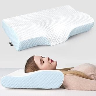Memory Foam Pillow, Contour Cervical Orthopedic Memory Foam Pillows Supports Neck Pain and Shoulder Pain for Sleeping, Ergonomic Cervical Pillow Neck Support Pillow for Side Back (C2)