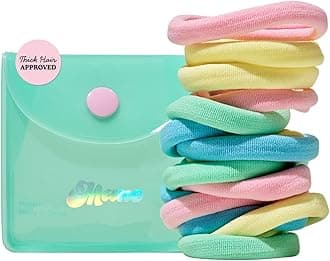 Mane Rainbow Fabric Hair Ties & Case - Extra-Wide & Soft Elastic Bands For All Types & Textures - No Damage Colorful Hair Accessories - Stocking Stuffers for Teen Girls & Adults (8 Count)