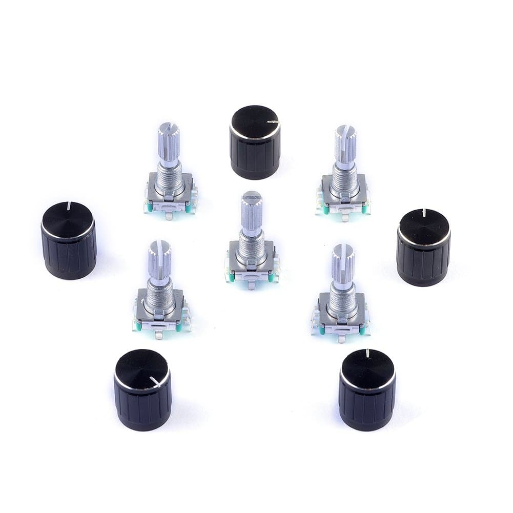 5Pcs 360 Degree Rotary Encoder Code Switch Digital Potentiometer with Push Button 5 Pins and Knob Cap for Arduino (Pack of 5) CYT1100