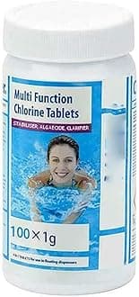 100 Pcs Chlorine Cleaning Tablet For Paddling Pools Multifunction Chlorine tablets, Multi Functional Stain Cleaner Pool Effervescent Cleaning Tablets For Pool (1 bottle tablet + 1 pcs applicator)