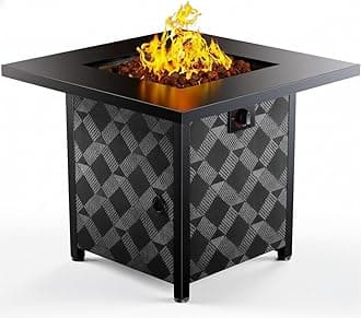 Ciays Propane Fire Pits 32″ Outdoor Gas Fire Pit, 50,000 BTU Square Fire Pit Table with Lava Rocks, 2-in-1 Fire Table with Removable Lid, CSA-Certified for Outside Patio, Parties, Backyard, Garden