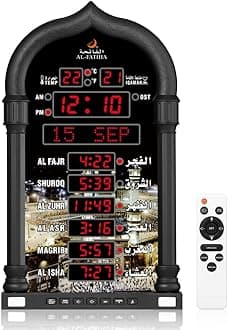 Azan Clock, LED Muslim Prayer Clock, Athan Wall Clock, Read Home/Office/Mosque Digital Azan Clock Home Decor (Black)