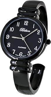 Original Mother of Pearl Cuff Bracelet Watch for Women with 31mm case Japanese Quartz Movement Metal hinged Bangle Style Cuff Wrist Watch for Ladies…