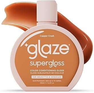 Glaze Supergloss Color Conditioning Gloss With Dispensing Pump – Hydrating Semi-Permanent Color Hair Gloss & Shine Boost – Vegan, Cruelty-Free – 6.4 fl oz - Copper Crush - Bright Copper