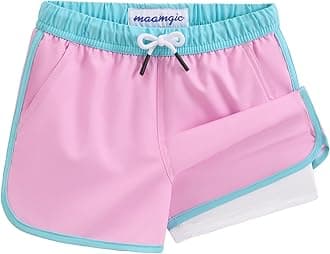 maamgic Boys Swim Trunks with Compression Liner Vintage Swim Shorts Toddler Swimsuit