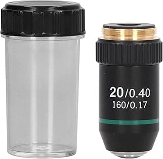 20X Achromatic Microscope Objective Brass Chrome Plated 20X Microscope Objective Lens Interface 20.2mm for Microscope Accessories Parfocal Distance 45mm