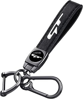 GT Keychain for Kia K3 Forte Cerato 2021-2024, Black Leather & Metal Car Key Fob Holder, White GT Logo Car Keychain Accessories