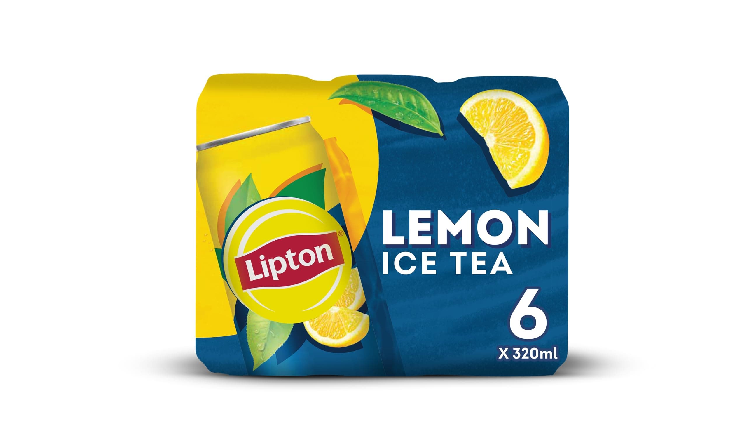 Lemon Ice Tea Drink, 320 ml, 6 Pack, Yellow & Blue (830)