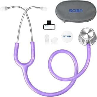 Stethoscope Dual Head for Nurses,Doctors,Med Students, Classic Stainless Steel Stethoscope Home Diagnostics Medical Supplies with Carrying Bag, Pearlescent Purple
