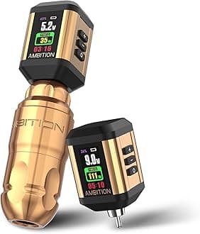 Lutin Rotary Tattoo Machine with 2Pcs Korall Tattoo Power Supply 2200mAh Straight Drive Bar - Wireless Tattoo Machine Short Tattoo Pen with Brushless Motor with RCA Cord for Tattoo Artist