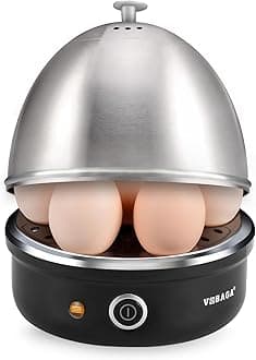 Electric Egg Cooker, Rapid Egg Boiler with Auto Shut Off for Soft, Medium, Hard Boiled, Poached, Steamed Eggs, Vegetables and Dumplings, Stainless Steel Tray with 7-Egg Capacity (Black)
