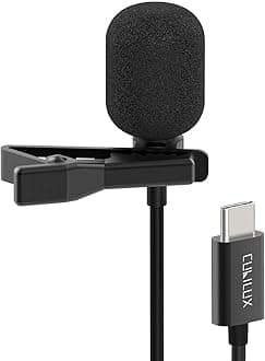 USB C Microphone, Type C Lavalier Lapel Clip MIC Compatible with Galaxy S25/S24/S23 Ultra Tab S11/S10/S9 iPhone 17/16/15 Pro Max, iPad Pro 13/12.9/11, Pixel 10/9/8 Pro, 10 Feet