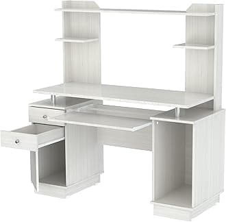 Inval America Computer Work Center With With Hutch, Laricina White