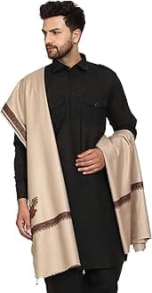 SWI WITH LABEL Men's Kashmiri Embroidered Wool Shawl