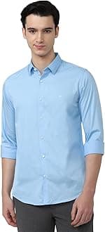 Peter EnglandMen's Cotton Slim Fit Solid Full Sleeve Casual Shirt