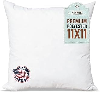 Pillowflex Premium Polyester Throw Pillow Insert - 11x11 Ultra Soft Small Square Throw Pillow, Couch Sham, Lumbar, Back, Sofa - Machine Washable - Decorative Accent Form - 1 Soft Pillow
