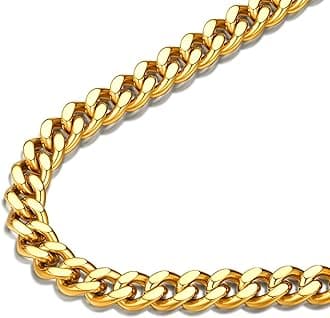 Men Curb Chain Necklace 18K Gold Plated/Stainless Steel/Black Chunky Double Tight Cuban Link Hip Hop Neck Chains for Men Boys 3.5MM/5MM/6MM/7MM/9MM/12MM 14''-30'' 8 Length Options (Send Gift Box)