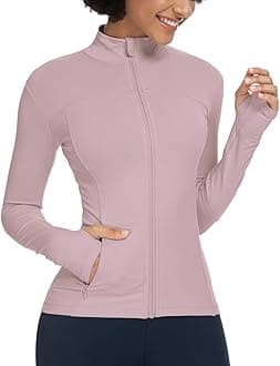 QUEENIEKE Ladies Soft Cotton Full Zip Slim Fit Running Jackets with Pockets