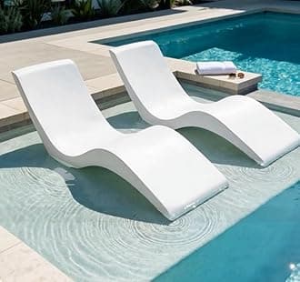 - Aqua Outdoors Pool Chaise Lounge Chairs for Ledge & Shelf, Water-Weighted Pool Lounger for Depths Up to 9”, No Screw Plugs & Tools Needed, Classic White Ledge Lounger, Set of 2