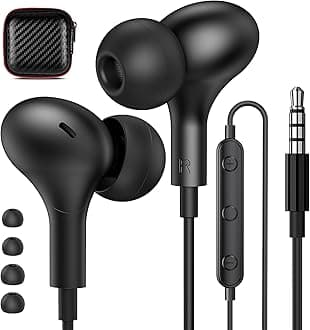 APETOO Wired Earbuds in-Ear Headphones for Mackbook/Laptop, Noise Isolation Small Earphones Corded 3.5mm Jack Plug-in Ear Buds Mic Volume Control for iPhone/Samsung/Android/Gaming Console/Kid/School