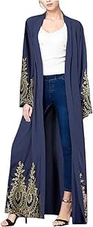 WSPLYSPJYEmbroidered Women Open Abaya Muslim Dress Islamic Cardigan Dubai Kaftan Robe