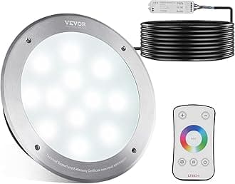 VEVOR 12V LED Pool Light, 10 Inch 40W, RGBW Color Changing Inground Swimming Pool Spa Light Underwater, with 100Ft Cord Remote Control, Fit for 10in Large Wet Niches, IP68 Waterproof, NO Transformer