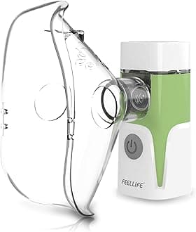 FEELLIFE Mesh Nebuliser Machine for Adults and Kids, Ultra Mini Silence Nebulizer, USB-C Rechargeable Portable Nebuliser Inhaler for Home and Travel - Green