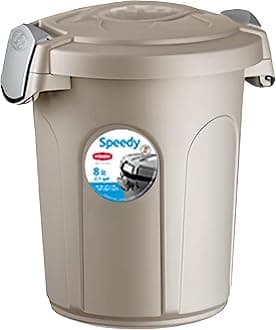 Home Centre Indoor Outdoor Clip On Locking Lid Beige 8 Litre Plastic Waterproof Waste Bin Garden Garage Office Kitchen Home Suitable Dustbin Sturdy Heavy Duty Rubbish Recycle Sortation