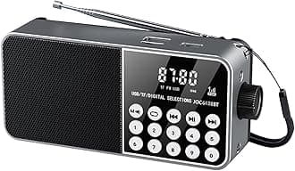 Portable Rechargeable Digital Radio, FM/AM, USB-C Charging, Headphone Jack, Black, Outdoor and Indoor Use, Ideal for Seniors, Women, and Men