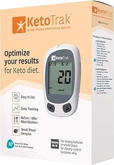 Blood Ketone Testing Kit, 1 Meter, 10 Ketone Strips, 1 Lancing Device, 10 Lancets, Optimize Your Result for Keto Diet by KetoTrak