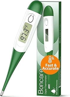 Boncare 10 Seconds Oral Thermometer for Adults and Kids - Accurate & Safe Rectal Thermometer for Baby with Fever Alarm, Digital Thermometer (Dark Green)