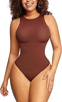 Soo slickBodysuit for Women Tummy Control - Shapewear Racerback Top Clothing Seamless Body Sculpting Shaper High Neck