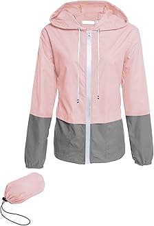 Raincoat Women Lightweight Waterproof Rain Jackets Packable Outdoor Hooded Windbreaker