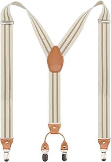- Men’s Y-Back 4 Metal Clip Elastic Wide Suspenders Perfect For Both Casual&Formal