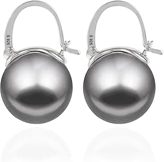 OwMell Elegant 925 Sterling Silver Pearl Drop Earrings Dangle Stud Gold Plated Earrings for Women Large Size 12mm