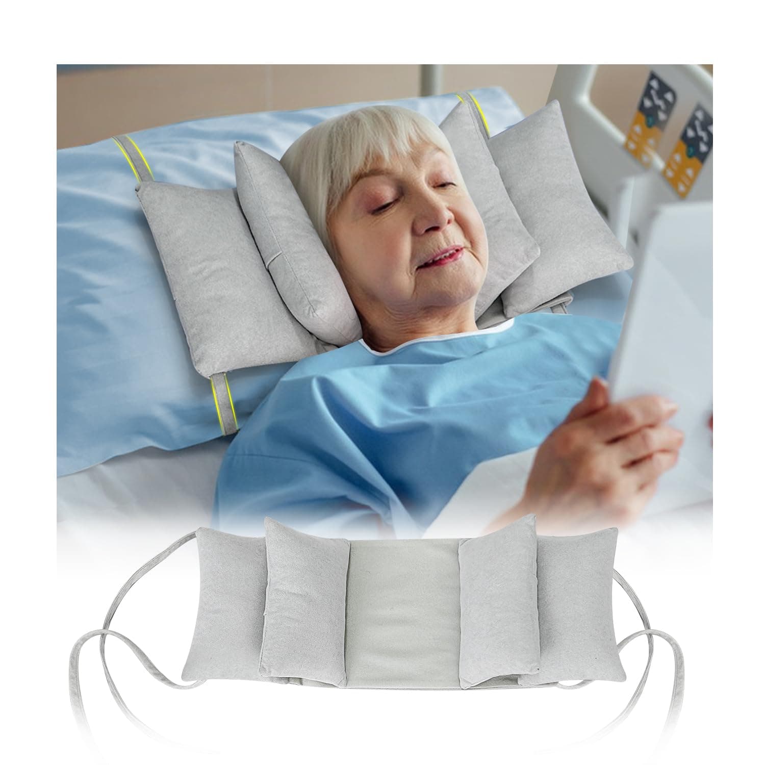Neck Wedge Stabilizer Pillow for Sleeping to Keep Head Straight While Surgery Head Upright Medical Wedge Positioning Bedridden Disabled Elderly Face up Posture Corrector Headrest