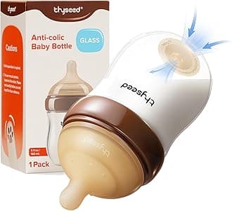 - Thyseed Anti-Colic Glass Baby Bottle for Breastfed Infants, Paced Feeding, Breast-Like Newborn Extra Slow Flow Nipple (0m+), 5 oz, 1 Pack