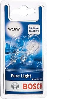W16W (955) Pure Light Halogen Headlight Bulbs, 12 V 16 W, Original Quality - Socket Type W2,1x9,5d - Pack of 2 Replacement Car Light Bulbs