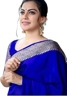 Yatri Women's Pure Banarasi Silk Kanjivaram Style Saris with Blouse for Wedding